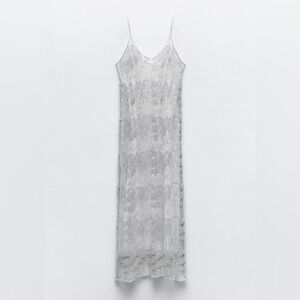 Zara METALLIC THREAD KNIT SLIP DRESS
